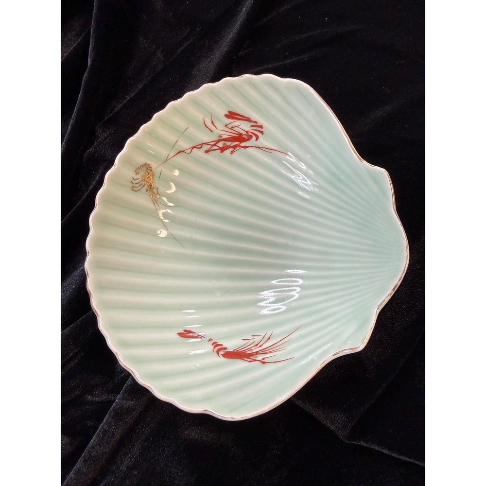 Vintage Japanese Shell Bowl Home Decor 7" Excellent Scalloped Shrimp Coastal - Picture 2 of 6
